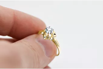 Кольцо Циркон 14-кв Желтое золото Винтаж vrc004y